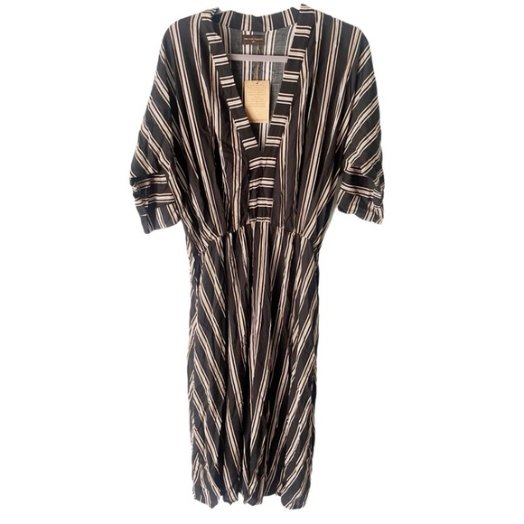 Uma & Leopold Dress Women's XL Anita Pinstripe Flowy Caftan NWT - Picture 1 of 14